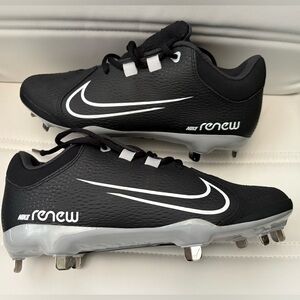 Nike Softball Cleats Renew Hyperdiamond 4 Pro Shoe Metal Black Swoosh Grey 8.5